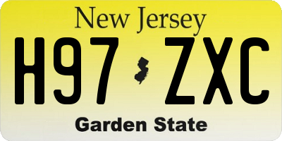 NJ license plate H97ZXC