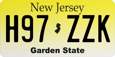 NJ license plate H97ZZK