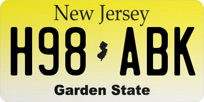 NJ license plate H98ABK