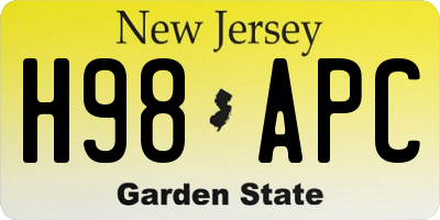 NJ license plate H98APC