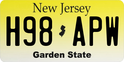 NJ license plate H98APW