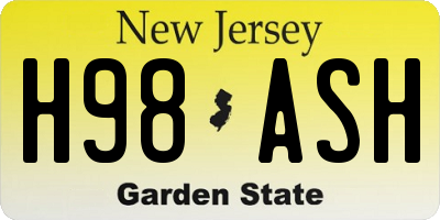 NJ license plate H98ASH
