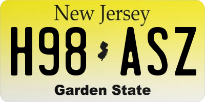 NJ license plate H98ASZ