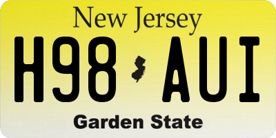 NJ license plate H98AUI