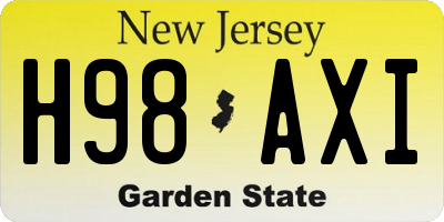 NJ license plate H98AXI