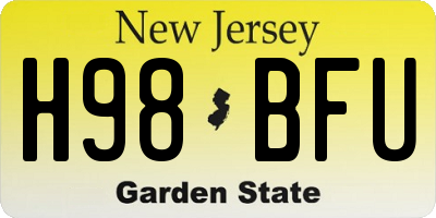 NJ license plate H98BFU