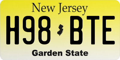 NJ license plate H98BTE