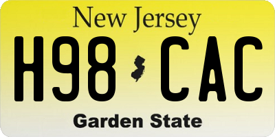NJ license plate H98CAC