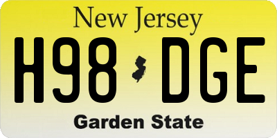 NJ license plate H98DGE