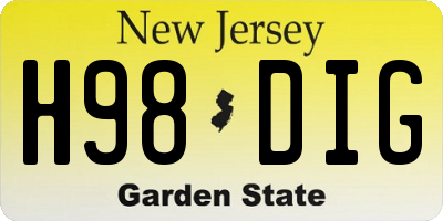 NJ license plate H98DIG