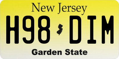 NJ license plate H98DIM