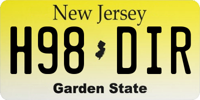 NJ license plate H98DIR