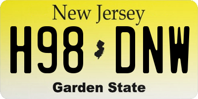 NJ license plate H98DNW