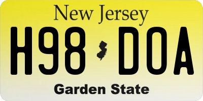 NJ license plate H98DOA