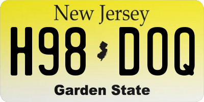NJ license plate H98DOQ