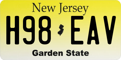 NJ license plate H98EAV