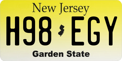 NJ license plate H98EGY