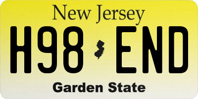 NJ license plate H98END