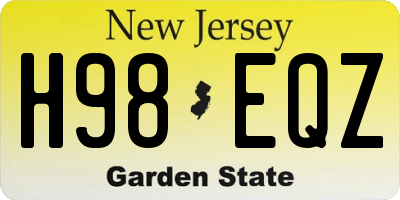 NJ license plate H98EQZ