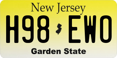NJ license plate H98EWO