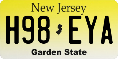 NJ license plate H98EYA