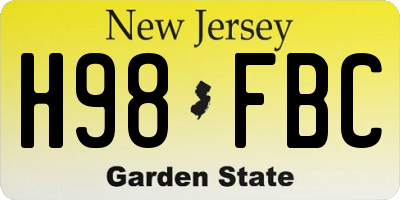 NJ license plate H98FBC