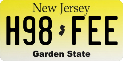 NJ license plate H98FEE