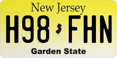 NJ license plate H98FHN