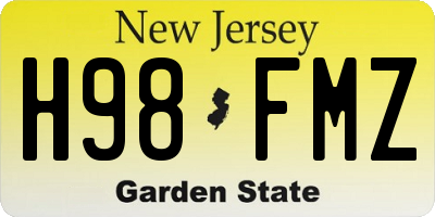 NJ license plate H98FMZ