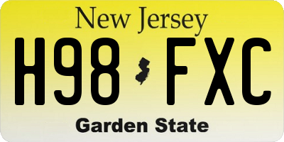 NJ license plate H98FXC