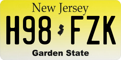 NJ license plate H98FZK