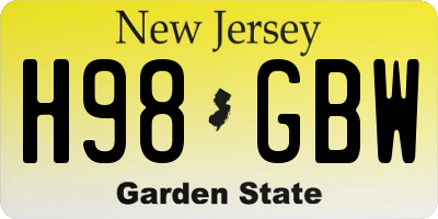 NJ license plate H98GBW