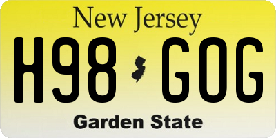 NJ license plate H98GOG