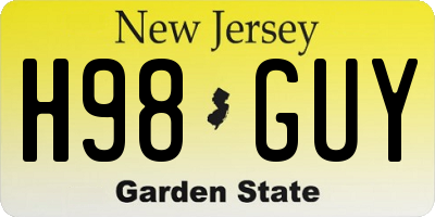 NJ license plate H98GUY