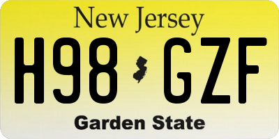 NJ license plate H98GZF