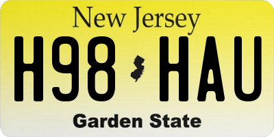 NJ license plate H98HAU