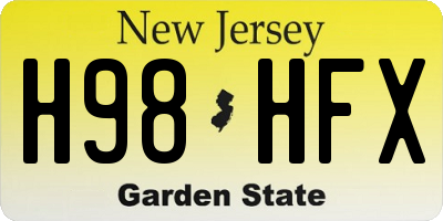 NJ license plate H98HFX