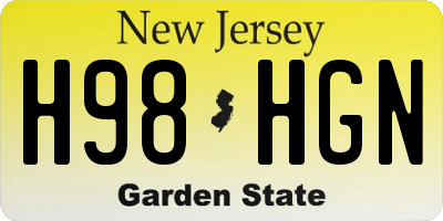NJ license plate H98HGN