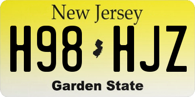 NJ license plate H98HJZ