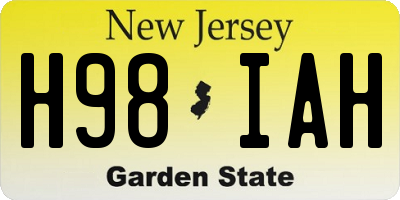 NJ license plate H98IAH