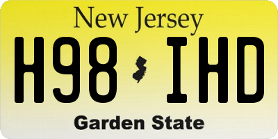 NJ license plate H98IHD