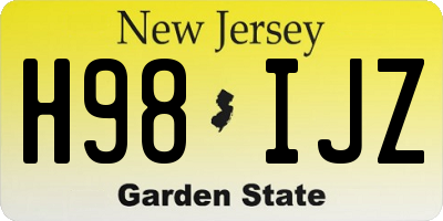 NJ license plate H98IJZ
