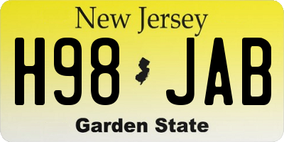 NJ license plate H98JAB
