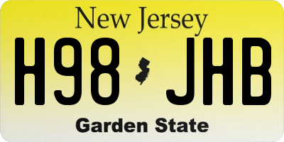 NJ license plate H98JHB