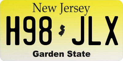 NJ license plate H98JLX