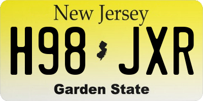 NJ license plate H98JXR