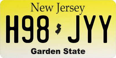 NJ license plate H98JYY
