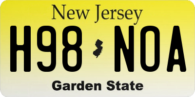 NJ license plate H98NOA