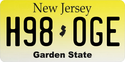 NJ license plate H98OGE