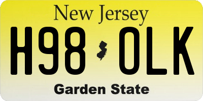 NJ license plate H98OLK